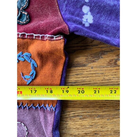 Boho Patch Work Long Sleeve Y2K  90s Full Zip Hoodie Top  Women's Size Large - Picture 8 of 9